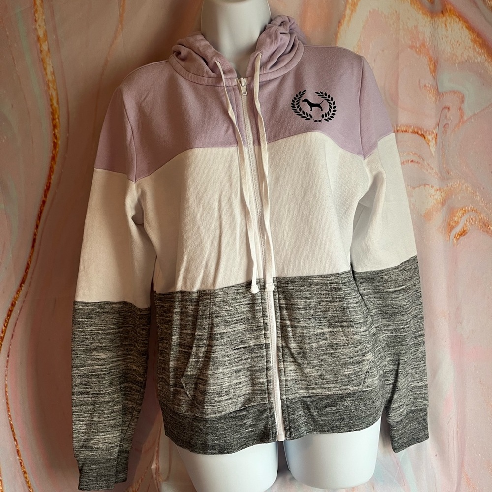 Pink Color-blocked Hoodie